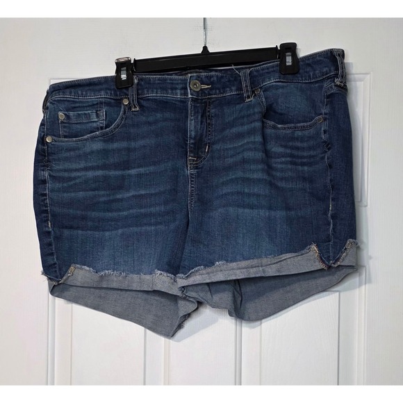 torrid Pants - Torrid Feel The Fit Dark Wash Cuffed Denim Shorts Womens 20 Plus Size Stretch